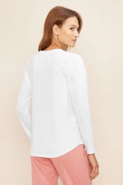 Basic Langarmshirt Mit Zierstichen Pyjamashirt Mix & Match -Pyjamas Für Zuhause 1884800 11710 63