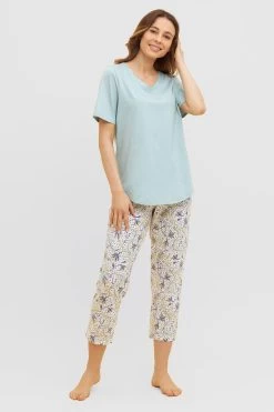 Basic T-Shirt Mit Zierstichen Pyjamashirt Mix & Match -Pyjamas Für Zuhause 1884801 10381 3