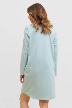 Basic Nachthemd Langarm Mit Zierstichen -Pyjamas Für Zuhause 1884804 10381 2