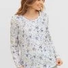 Basic Pyjamashirt Langarm Im Floralen Ornament-Print Mix & Match 1884806